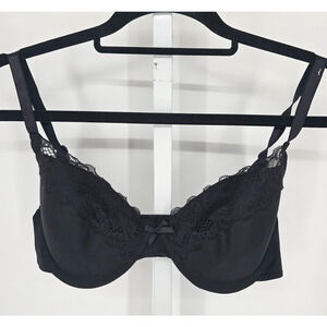 Smart & Sexy Womens Sz 34D Lightly Padded T Shirt Bra Black Lace